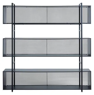 Produktbild von Bücherregal – Regalkorpus – offenes Wandregal – schwarzes Metallgestell – 3 geräumige Fächer – 180x180x33 cm