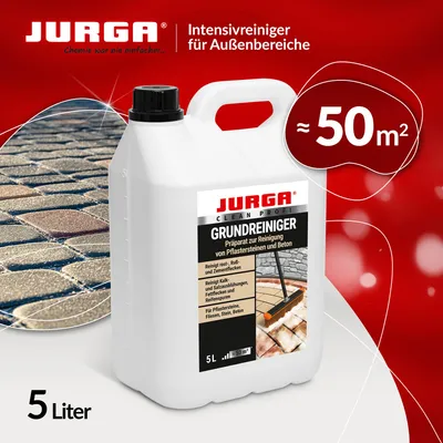 Produktbild von Jurga Grundreiniger 5L, PFLASTERSTEIN & BETONREINIGER, für alle GEHWEGE, Wege, Stein, Aktivreiniger für alle Außenoberflächen, Reinigt schnell wirksam