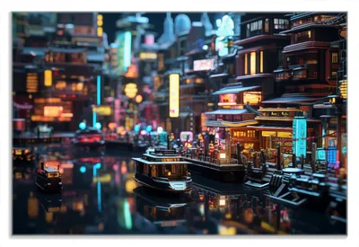 Produktbild von Wallario Frühstücksbrettchen aus Glas 20 x 30 cm mit rutschfesten Füßen, Motiv Stadt bei Nacht