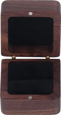 Immagine prodotto di Scatola per anelli in legno retro bella portatile pulsante magnetico noce nero per proposte fidanzamento matrimoni matrimoni