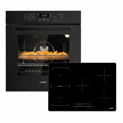 Produktbild von KB ELEMENTS Autarkes Herdset 60 cm Backofen Air Fry Steam Clean A+ mit 77 cm Induktionskochfeld 5 Zonen Flexzone