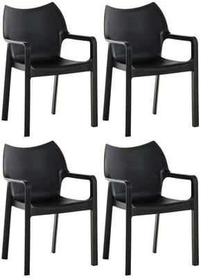 Produktbild von 4er Set Gartenstühle Diva mit Armlehne, Farbe:schwarz
