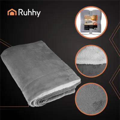 Produktbild von Ruhhy Blanket - grau - Fleece und Teddy - 150 x 200 cm - kariert