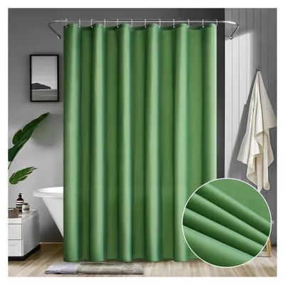 Produktbild von Duschvorhang 180x200cm Grün, wasserdicht, schimmelresistent, waschbar, schnelltrocknend für Badewanne und Dusche mit 12 Ringen