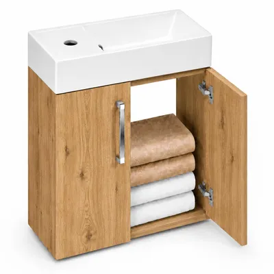Produktbild von paplinskimoebel Waschbecken mit Unterschrank 41 x 22,5 x 50 cm, kleiner Badezimmer- Wandschrank für das Badezimmer, Möbel für Gäste WC, KI-generiertes Bild