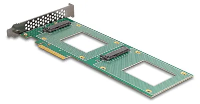 Imagen del producto de Tarjeta PCI Express 4.0 x8 de Delock a 2 puertos internos U.2 NVMe SFF-8639 - Con bifurcación (LxA: 236 x 87 mm)