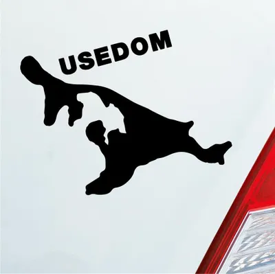 Produktbild von Auto Aufkleber USEDOM Spaß Insel Deutschland Urlaub 10x9 cm Schwarz Glanz Sticker Heckscheibenaufkleber