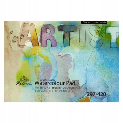 Produktbild von Aquarellblock Phoenix 180g A3, 20 Blätter, Aquarellpapier für Wasserfarben