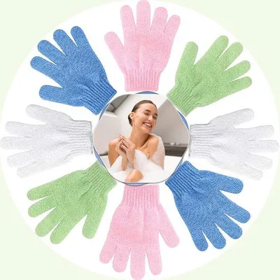 Productafbeelding van Exfoliërende douchehandschoenen voor een diepere huidreiniging - 8 stuks (4 paar)