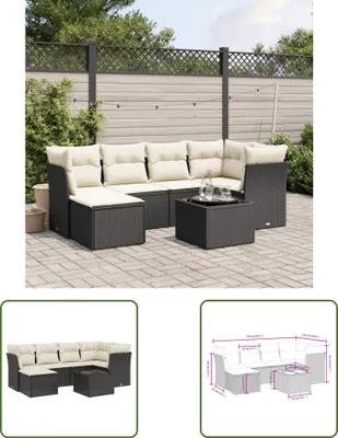 Produktbild von The Living Store 7-tlg. Garten-Sofagarnitur mit Kissen Schwarz Poly Rattan