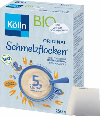 Produktbild von Kölln Schmelzflocken ab 5. Monat (250g Packung) + usy Block