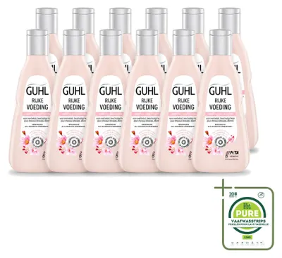 Immagine prodotto di 12 flaconi di shampoo Guhl Rijke Voeding per capelli secchi, 250 ml ciascuno, confezione grande da 12 pezzi