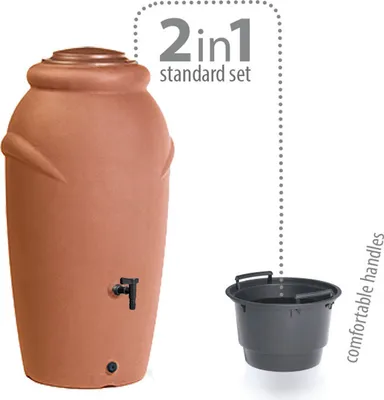 Produktbild von Prosperplast Regentonne AQUACAN Baby 210 L ziegelrot mit Wasserhahn
