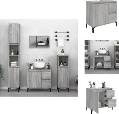 Produktbild von vidaXL Badschrank Grau Sonoma 65x33x60 cm Holzwerkstoff - Badezimmermöbel-Sets