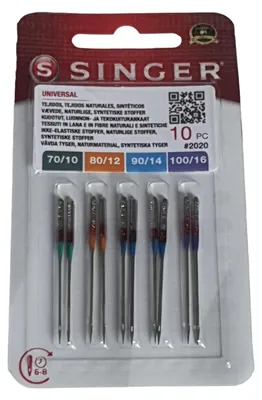 Imagen del producto de Aguja de máquina de coser - Universal 2020 - 10 unidades - 70/80/90/100 - Surtido