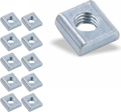 Produktbild von 10x Nutenstein | Gewindeplatte 9x9x3 mm M5 Gewinde mittig | Stahl blau verzinkt
