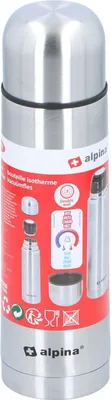 Produktbild von Edco Thermosflasche silber 480ml doppelwandig für heiße und kalte Getränke