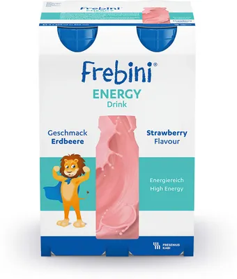 Produktbild von Frebini energy DRINK Erdbeere Trinkflasche, 4X200 ml FLU