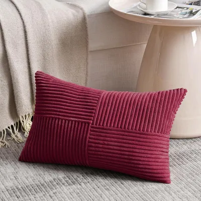 Obrázok produktu pre Poťah na vankúš 50x60 cm, vínová farba, kordová zamatová tkanina, 1 kus