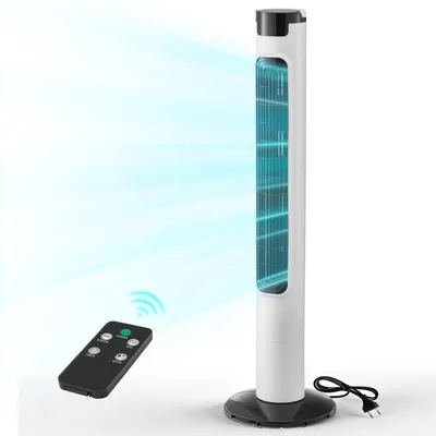 Produktbild von Turmventilator - 50 W Säulenventilator mit Fernbedienung - 3 Geschwindigkeiten 3 Modi - 7,5 Std. Timer - 50° oszillierend - Leiser Standventilator für Schlafzimmer - Weiß