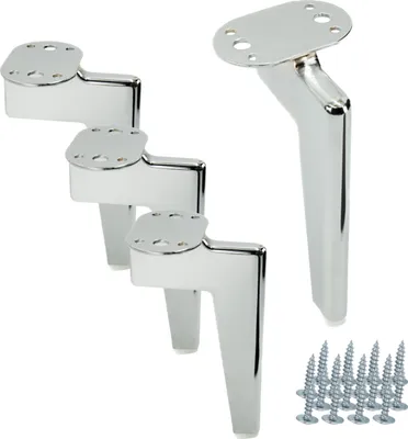 Immagine prodotto di Set di 4 gambe per mobili Loft in metallo cromato, altezza 15 cm, lucentezza argento - Design elegante e industriale per i vostri interni