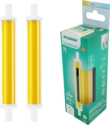 Produktbild von SYLVANIA LED Stab 118 mm | R7s Stablampe | 8W ersetzt 60W Halogenstab | Neutralweiß, 850 Lumen, 360° Abstrahlwinkel | Leuchtmittel für Strahler & mehr | 2er Pack