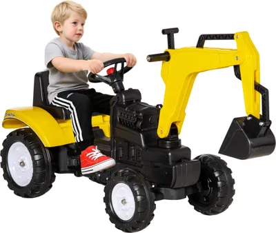 Image de Tracteur pour enfants - Tracteur à pédales - Pelle avant - Klaxon - Quatre roues - Dimensions 107×42×71 cm - A partir de 3 ans - Jaune