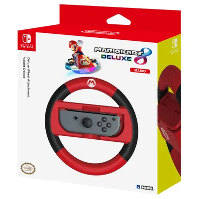 Zdjęcie produktu dla Hori Mario Kart 8 Deluxe Racing Wheel Mario, Nintendo Switch, Nintendo Switch, Koło wyścigowe, Czerwony, 1 szt., Pudełko