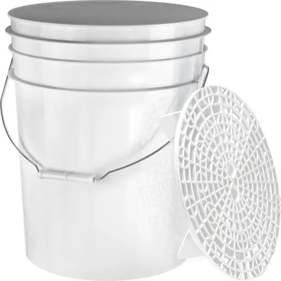 Produktbild von Benbow Set 2-tlg, Auto Wascheimer 20 Liter Weiß + Schmutzsieb Schwarz, Autoaufbereitung, Waschanlage, Autozubehör, Autos