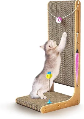 Image de Griffoir en L de 75 cm pour protéger les meubles d'intérieur, avec balle et herbe à chat