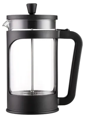French Press 1 l, Borosilikatglas, Edelstahlfilter, schwarz