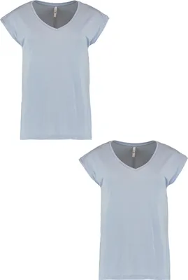 Produktbild von T-Shirt 2er-Set V-Ausschnitt Kurzarm Basic Sommer Shirt | XXL