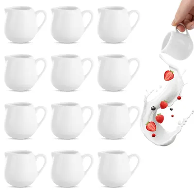 Zdjęcie produktu dla Zestaw 12 małych dzbanków do mleka, porcelana, pojemność 110 ml