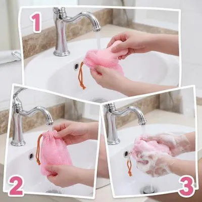 Produktbild von 8 Seifensäckchen aus Nylon mit Kordelzug, Seifenbeutel aus Netzgewebe zum Aufschäumen und Peelen