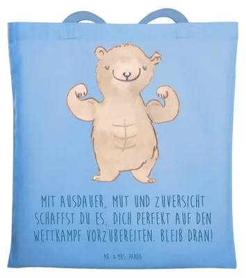 Produktbild von Mr. & Mrs. Panda Beutel Wettkampfvorbereitung meistern - Sky Blue - Geschenk, Selbstvertrauen, Mutmacher, Shopping Tasche, Durchhaltevermögen, Jutetasche, Ermutigung, Mut