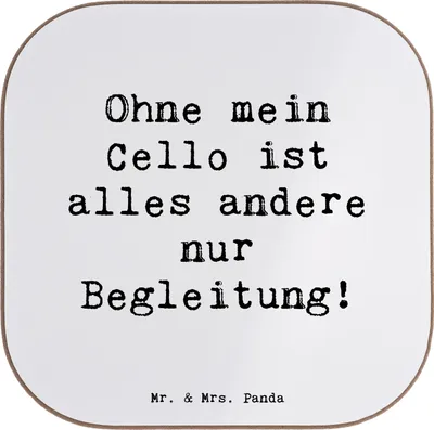 Produktbild von Mr. & Mrs. Panda Untersetzer Glas Spruch Cello Magie - Weiß - Geschenk, Solo, Holzuntersetzer, Instrument, Klassische Musik, Tassenuntersetzer, Orchester, Tasse, Lernen