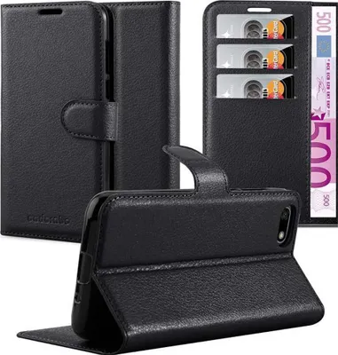 Produktbild von Cadorabo Hülle für Huawei Y5 PRIME 2018 / Y5 2018 Schutz Hülle in Schwarz Handyhülle Etui Case Cover Magnetverschluss