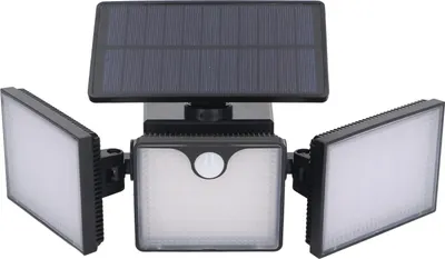 Zdjęcie produktu dla Solarne oświetlenie zewnętrzne z czujnikiem ruchu 50000H LED IP65 Wodoodporne 3-głowicowe oświetlenie bezpieczeństwa zasilane energią słoneczną do ogrodów i podwórek