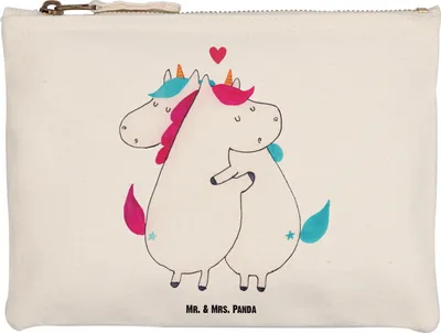 Produktbild von Mr. & Mrs. Panda Kosmetiktasche Einhorn Mitteilung Größe M - Weiß - Geschenk, Valentinstag, Pouch, Federmappe, Etui, Partner, Unicorn, Liebe, Lustig, Kulturbeutel, Spruch