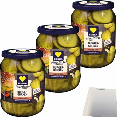Produktbild von EDEKA Burgergurken 3er Pack (3x330g Glas) + usy Block
