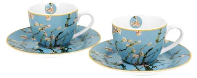 Produktbild von Duo | Espressotassen Set - 2 Stück - 90 ml - Van Gogh Mandelblüte - Kunstvolles Design - Hochwertige Porzellan