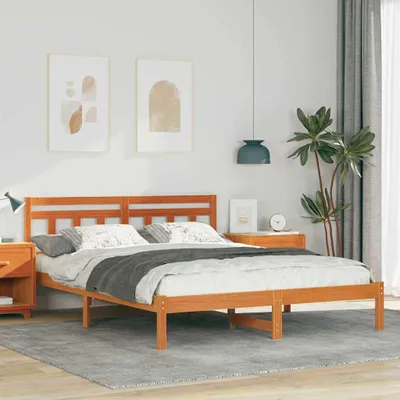 Zdjęcie produktu dla Maison Exclusive – rama łóżka brązowa 140 x 200 cm Lite drewno sosnowe