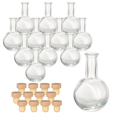 Immagine prodotto di Set di 12 mini bottiglie in vetro con tappo di sughero - bottiglie da 50 ml per liquori