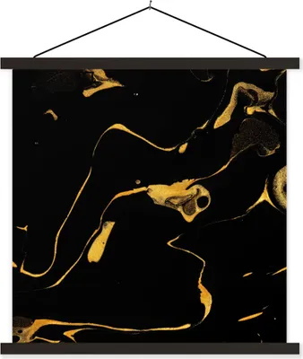 Produktbild von MuchoWow® Textilposter Muster - Gold - Schwarz 40x40 cm mit schwarzem Rahmen - Fotos