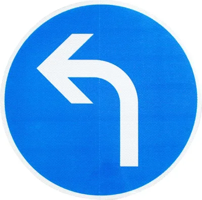 Produktbild von ORIGINAL RA2 Verkehrsschild 209-10 Vorgeschriebene Fahrtrichtung links 600 mmØ StVO RAL RSA-21 Schild Straßenschild Richtungsschild Baustellenschild