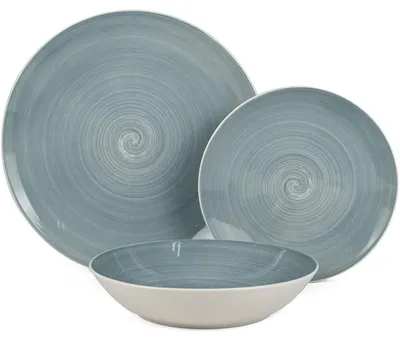 Produktbild von Tafelservice 18-teilig Porzellan in Aschblau 27x27x4 cm