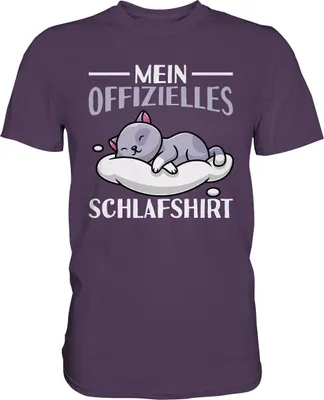 Produktbild von Offizielles Schlafshirt Nachthemd Schlafanzug Pyjama Schlafen Katze T-Shirt – Urban Purple / M