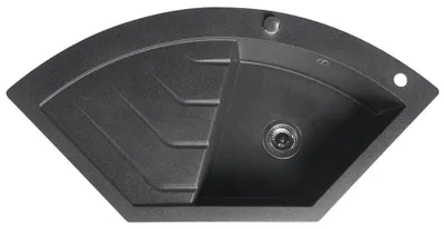 Produktbild von Eckspüle mit Abtropffläche 114x57,5cm, schwarz