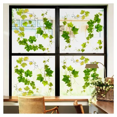 Produktbild von Selbstklebende Fensterbilder Große Grüne Blätter Fensteraufkleber für Sommer und Frühling