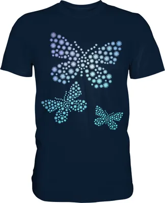 Produktbild von Blumen Frauen Schmetterling T-Shirt – Navy / XXL